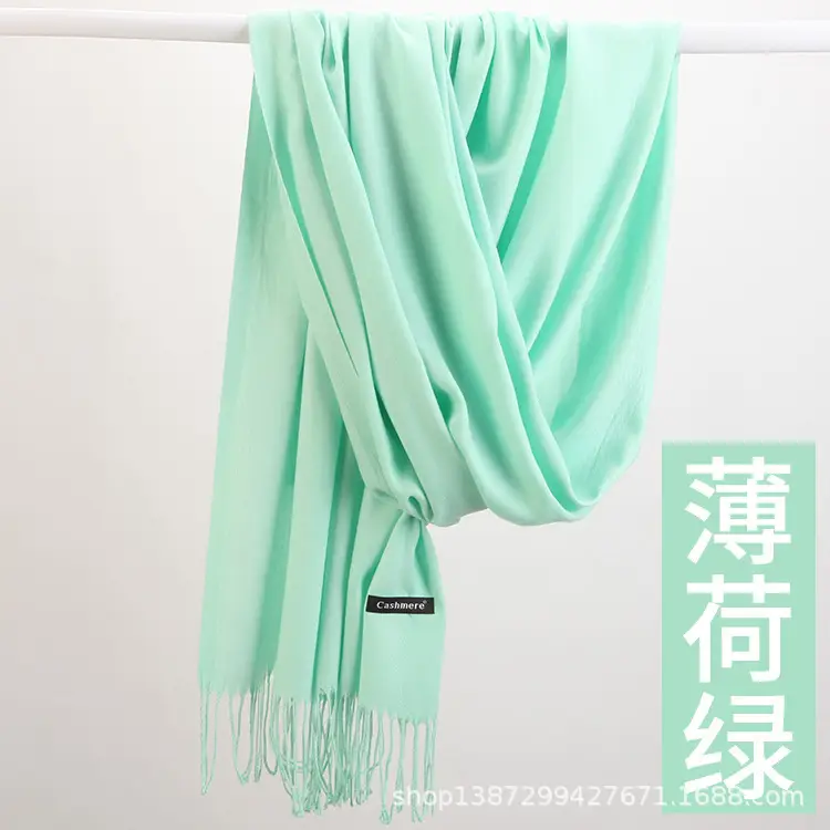 Factory Direct Sales Solid Color Cashmere Scarf Autumn and Winter Warm Versatile Fur Collar Red Annual Meeting Gift Shawl Wholesale