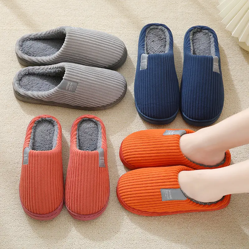 Couple Cotton Slippers for Women Winter Home Use Autumn and Winter Indoor Warm Slippers Non-Slip Warm Student Cotton Slippers for Men