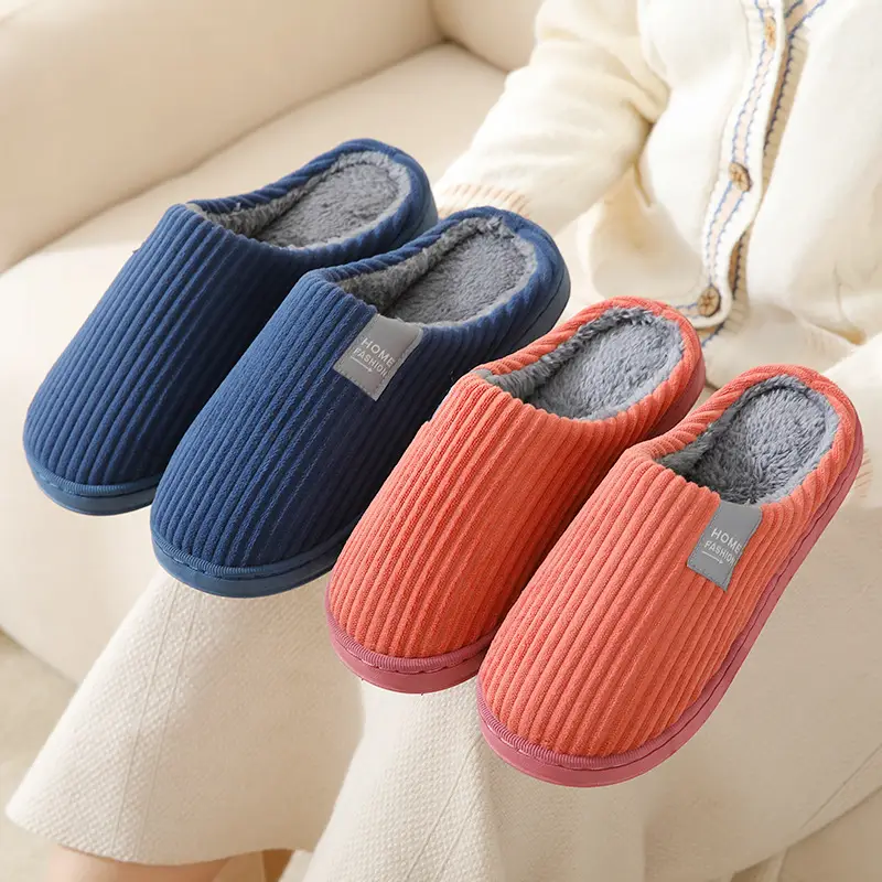 Couple Cotton Slippers for Women Winter Home Use Autumn and Winter Indoor Warm Slippers Non-Slip Warm Student Cotton Slippers for Men
