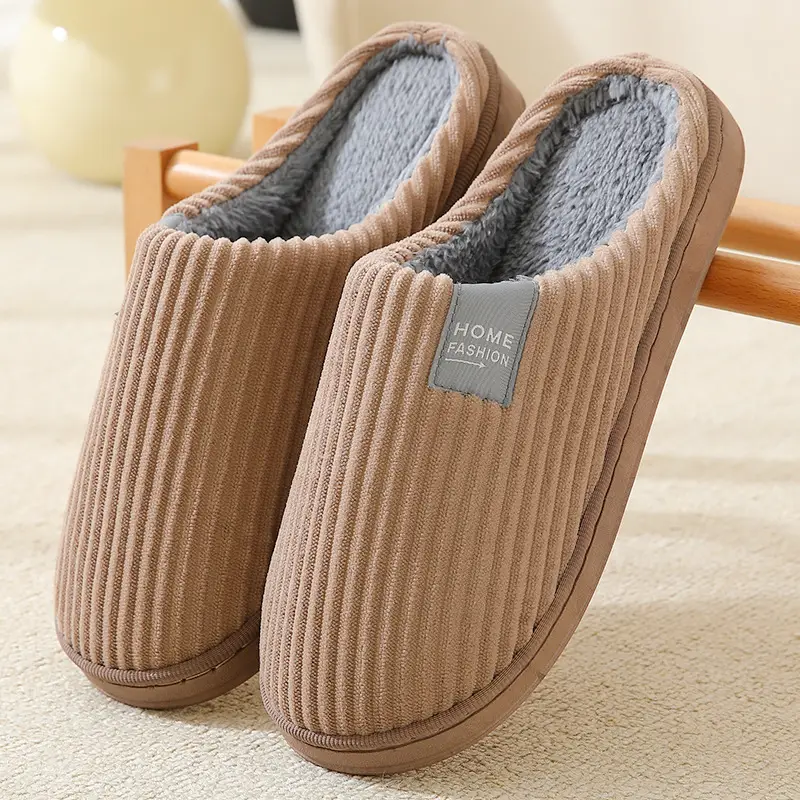 Couple Cotton Slippers for Women Winter Home Use Autumn and Winter Indoor Warm Slippers Non-Slip Warm Student Cotton Slippers for Men