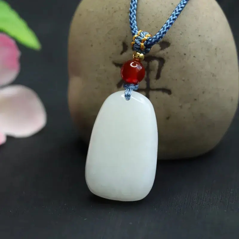 Guan Yu Hetian Jade White Pendant with Red Stone — feature 10