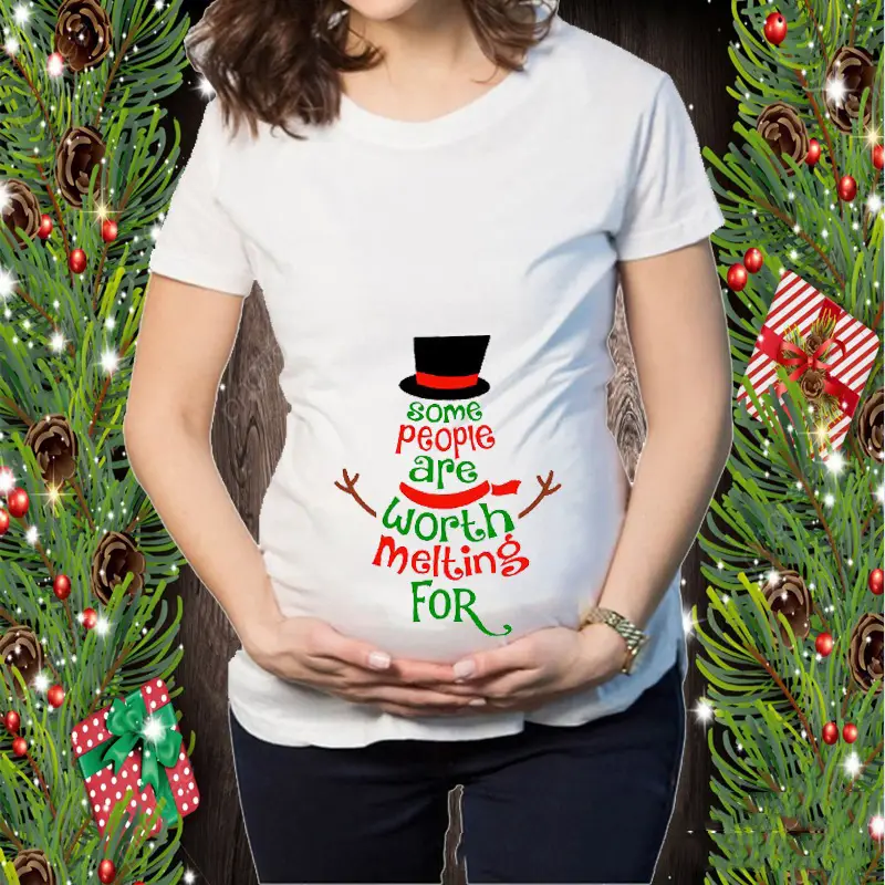 Short Sleeve Christmas Elk Snowman Print T-Shirt - Image 10