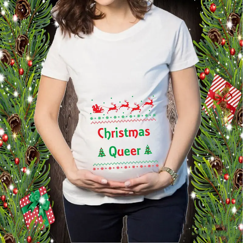 Short Sleeve Christmas Elk Snowman Print T-Shirt - Image 12