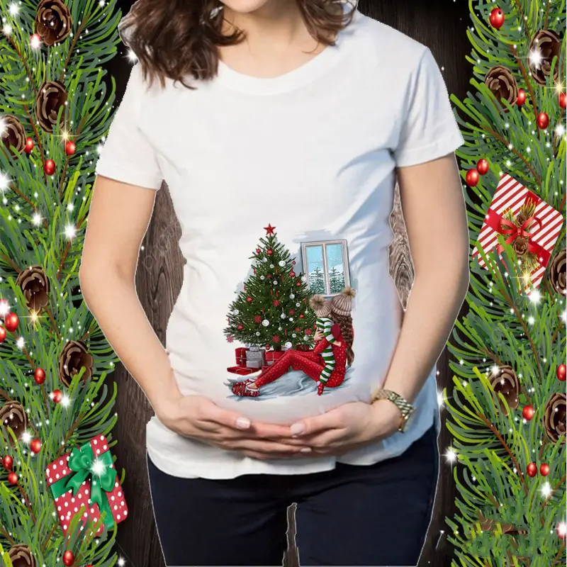 Short Sleeve Christmas Elk Snowman Print T-Shirt - Image 17