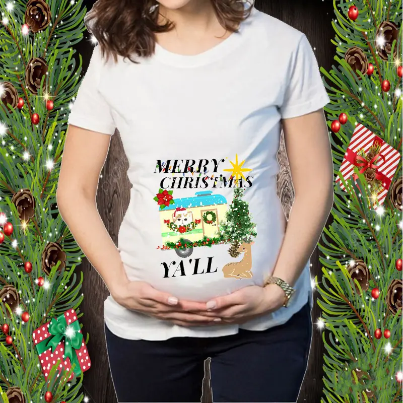 Short Sleeve Christmas Elk Snowman Print T-Shirt - Image 18
