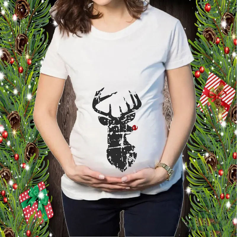 Short Sleeve Christmas Elk Snowman Print T-Shirt - Image 19