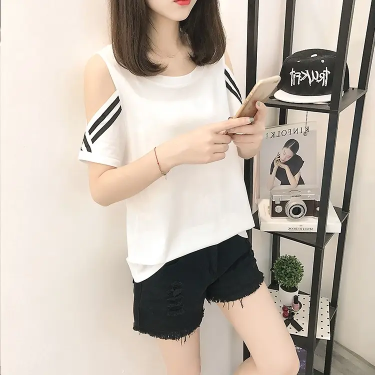 Women's Red Off-Shoulder Slim Fit T-Shirt 2026 - Image 7