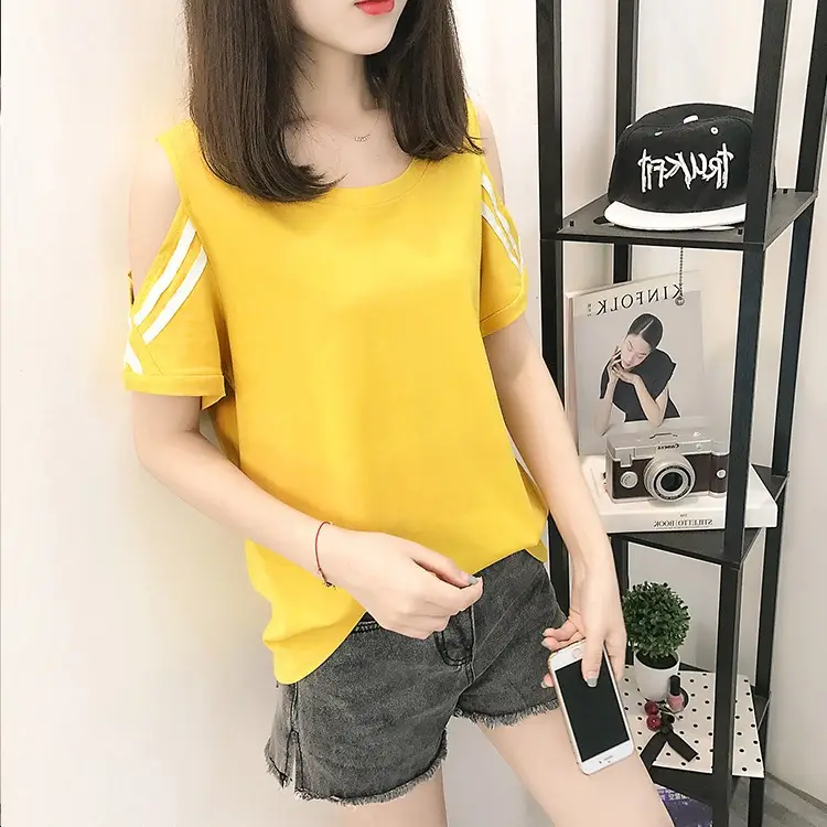 Women's Red Off-Shoulder Slim Fit T-Shirt 2026 - Image 8