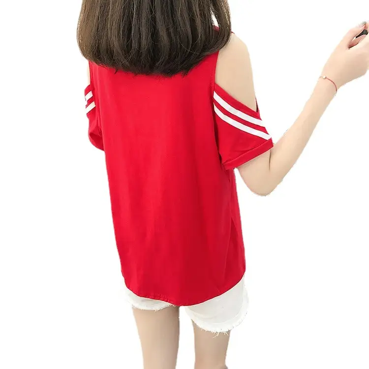 Women's Red Off-Shoulder Slim Fit T-Shirt 2026 - Image 9