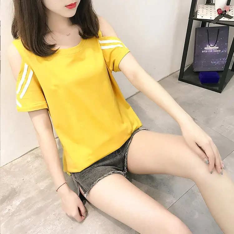 Women's Red Off-Shoulder Slim Fit T-Shirt 2026 — feature 13