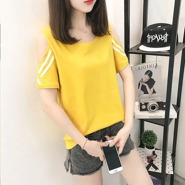 Women's Red Off-Shoulder Slim Fit T-Shirt 2026 - Image 3