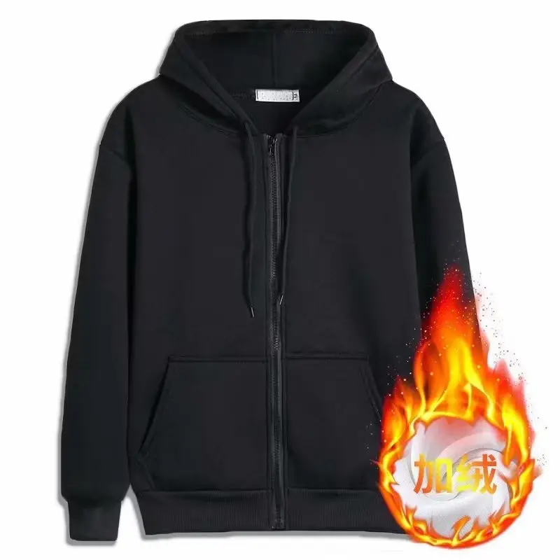 Women Grey Zipper Hooded Jacket Fleece Lined Loose Fit — feature 2