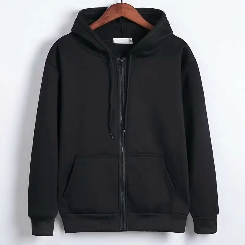 Women Grey Zipper Hooded Jacket Fleece Lined Loose Fit — feature 3
