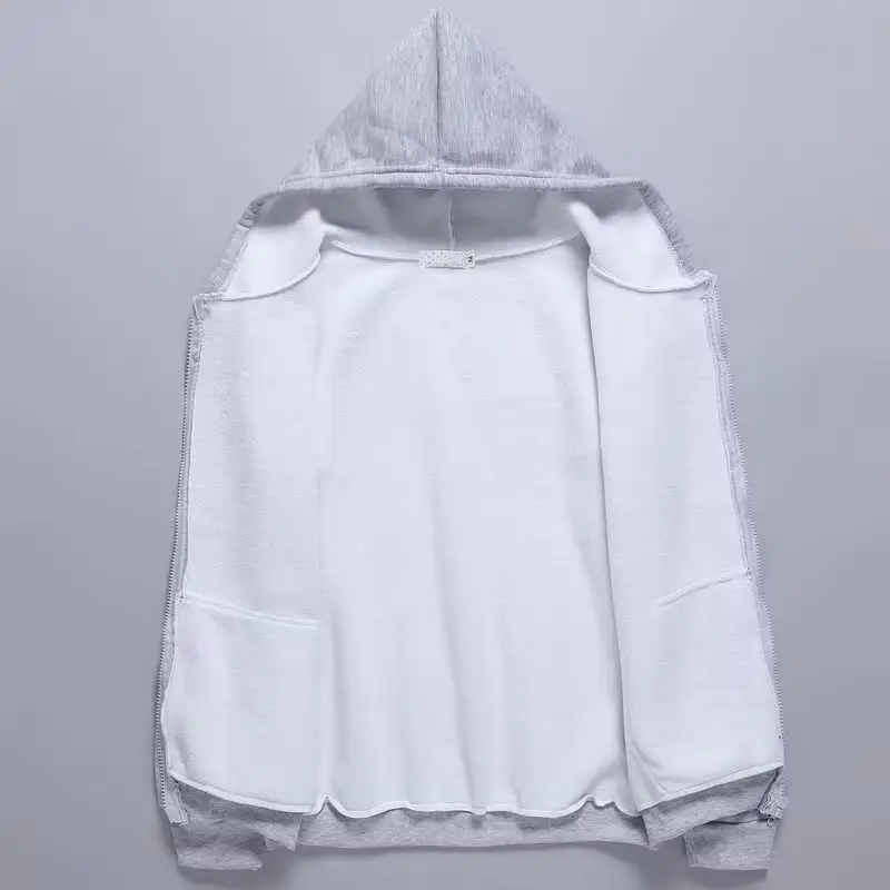 Women Grey Zipper Hooded Jacket Fleece Lined Loose Fit — feature 6