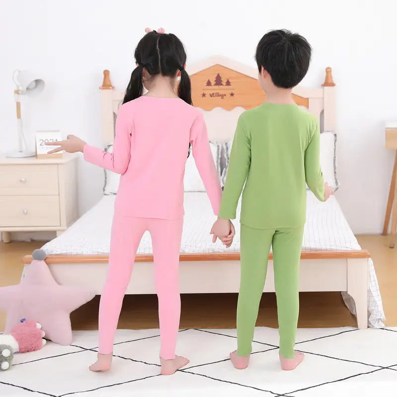 New Kids Warm Velvet Suit Beige Double Sided Pants