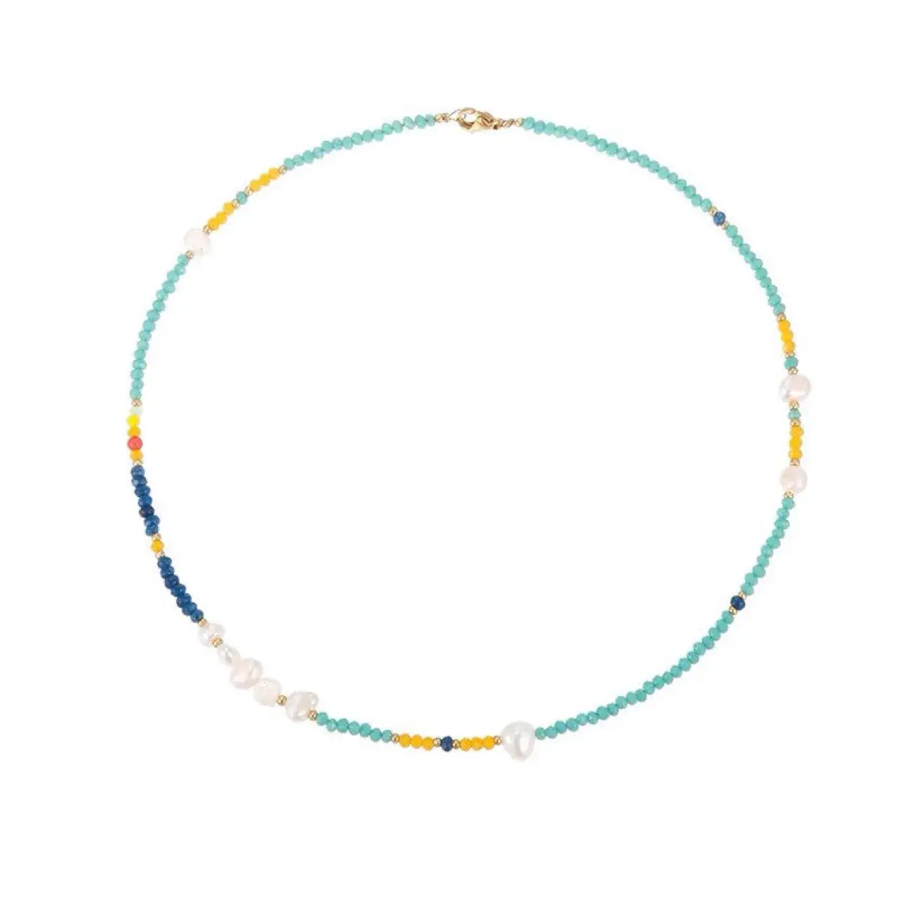 Designer Necklace with Blue & White Beads for Women - Image 10