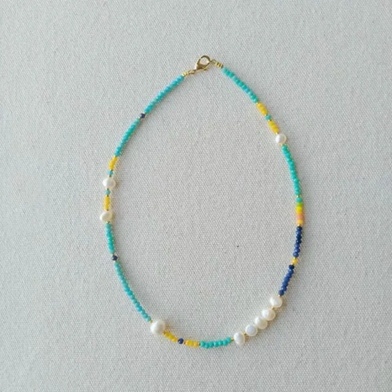Designer Necklace with Blue & White Beads for Women - Image 3