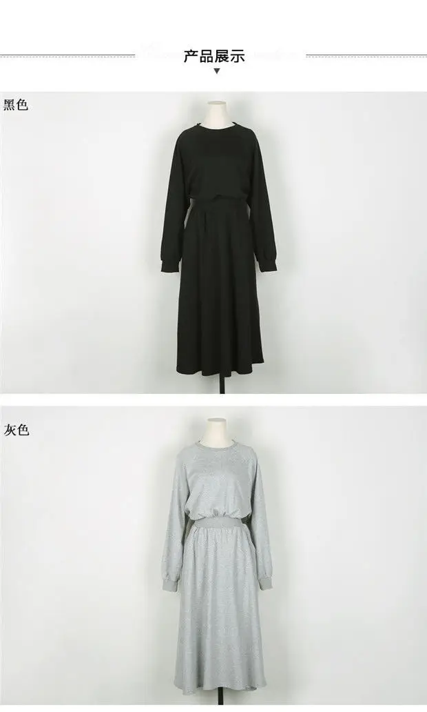 Long Sleeve Draping Dress Women Winter Light Grey — feature 22