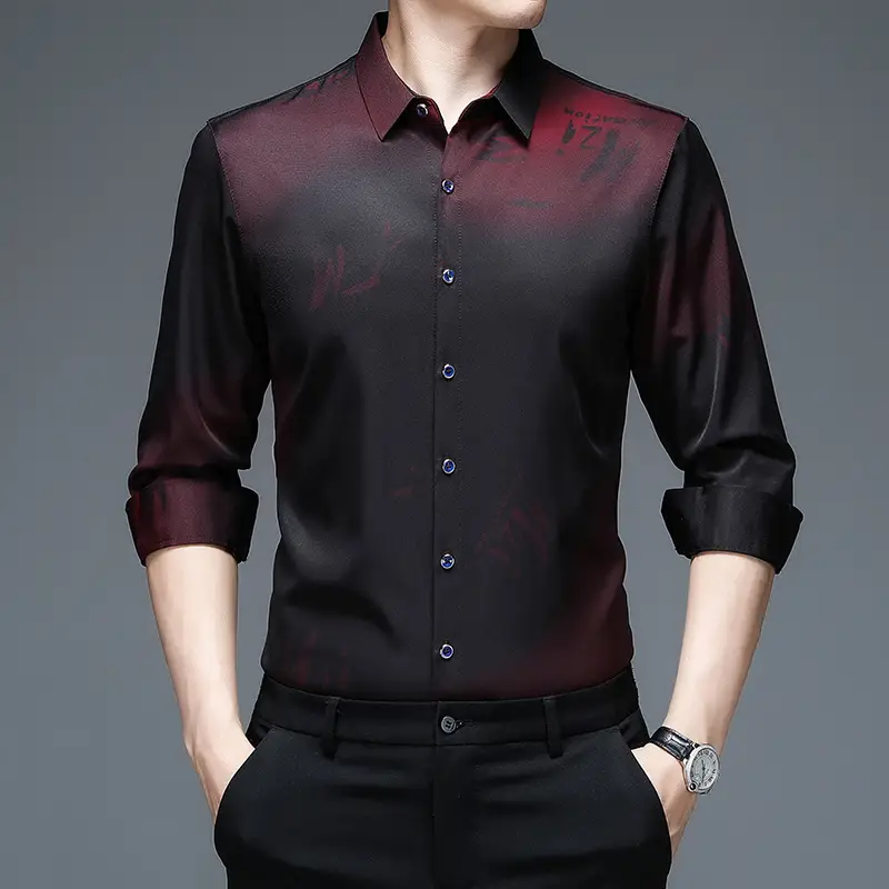 Men's Blue Printed Long Sleeve Shirt Medium - Image 7