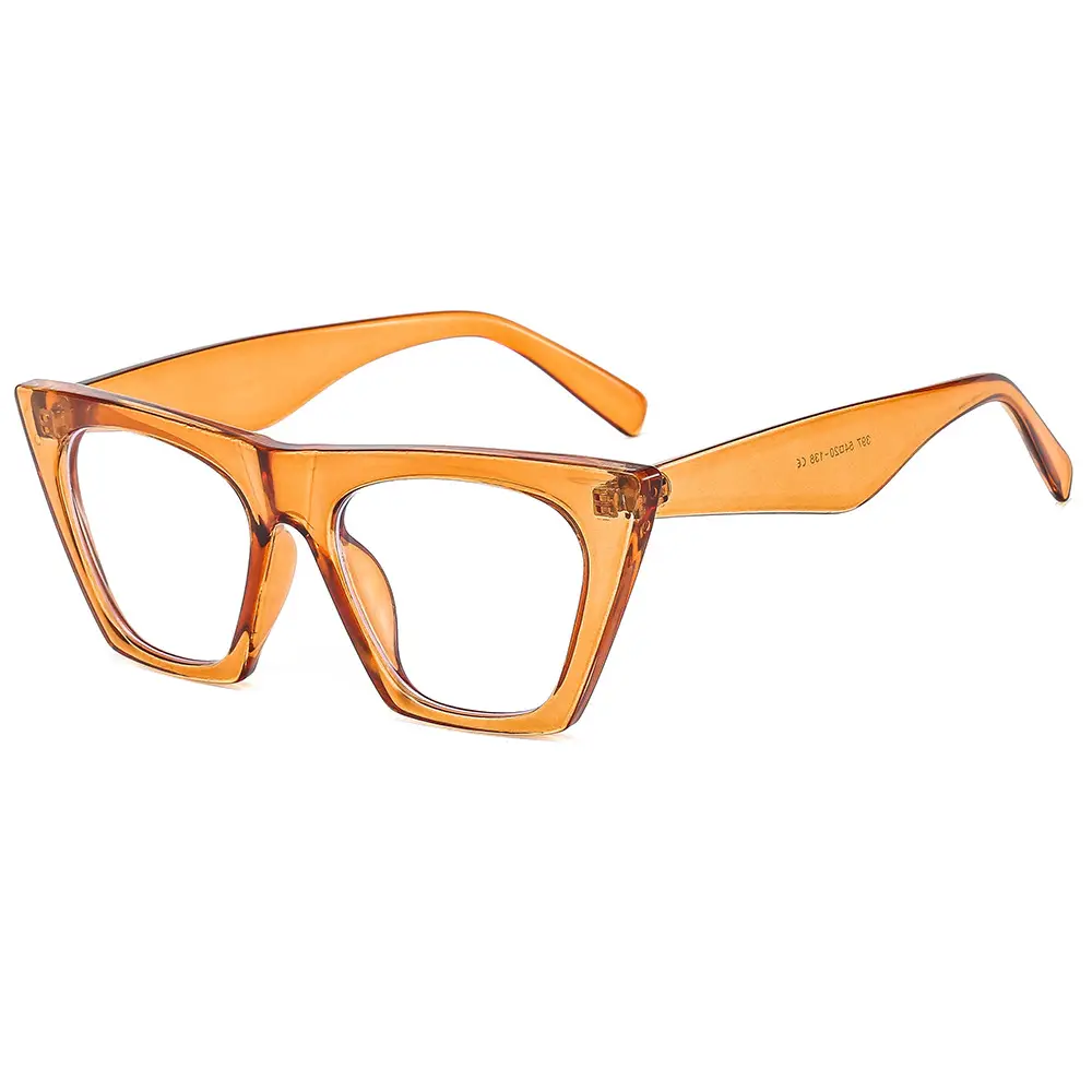 397 Large Frame Cat Eye Hinge Sunglasses Orange - Image 6