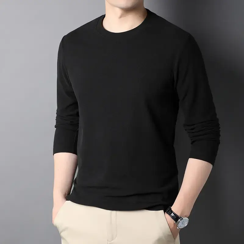 Men's Black Long Sleeve T-Shirt 2025 Spring Autumn - Image 10