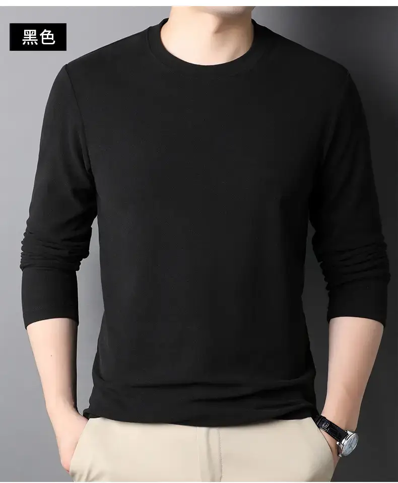 Men's Black Long Sleeve T-Shirt 2025 Spring Autumn — feature 16