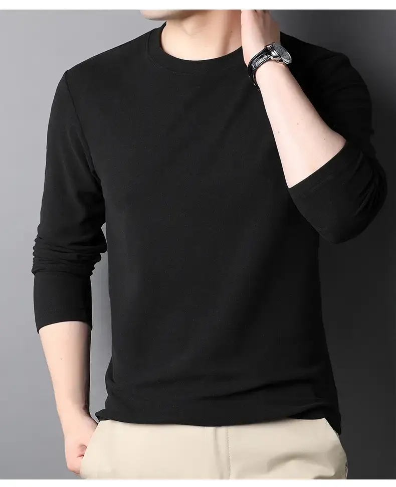 Men's Black Long Sleeve T-Shirt 2025 Spring Autumn — feature 17