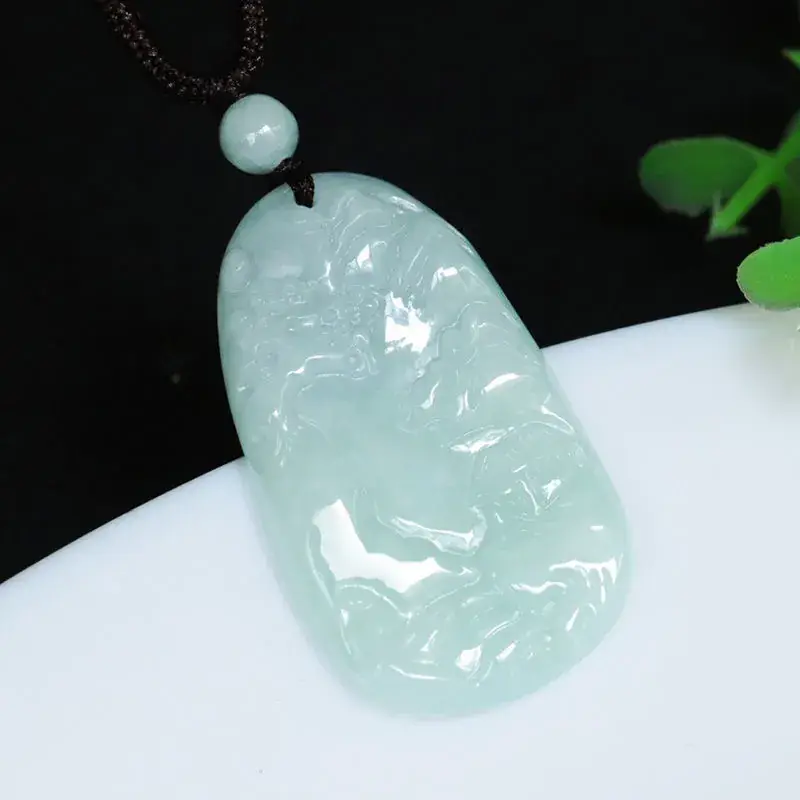Guan Yu Jade Pendant with Landscape Carving - Image 3