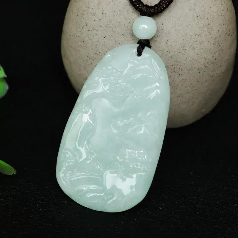 Guan Yu Jade Pendant with Landscape Carving - Image 4