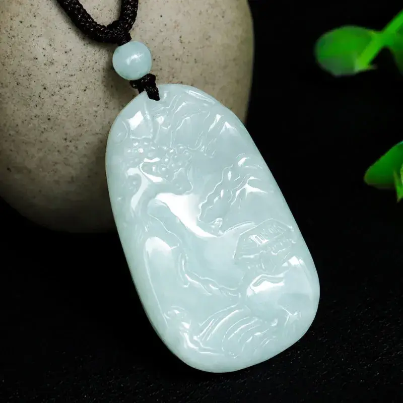 Guan Yu Jade Pendant with Landscape Carving - Image 5