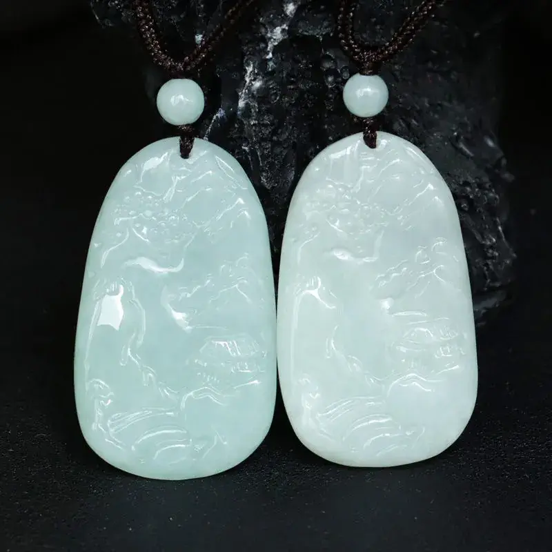 Guan Yu Jade Pendant with Landscape Carving - Image 6
