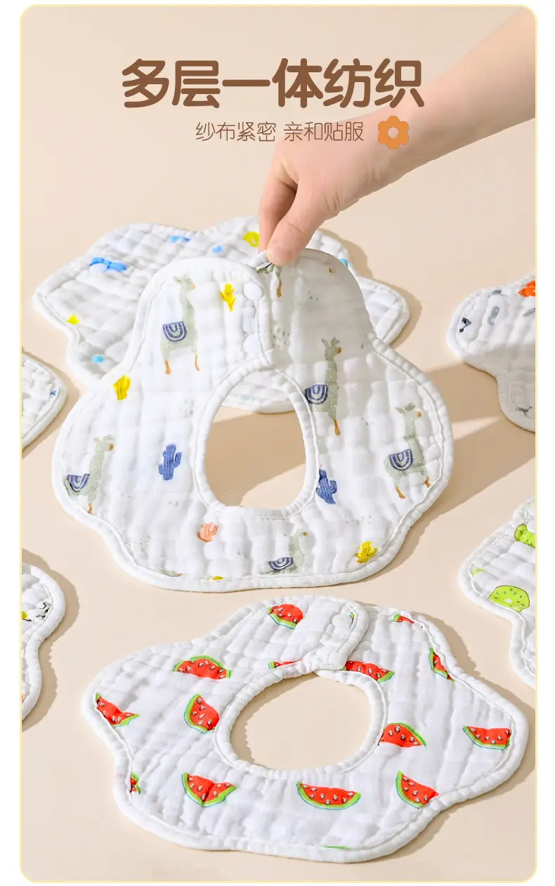 Pure Cotton Newborn Baby Bib with Floral Design — feature 8