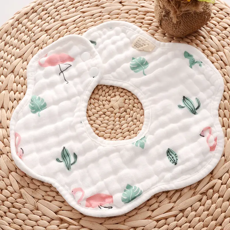 Pure Cotton Newborn Baby Bib with Floral Design - Image 10