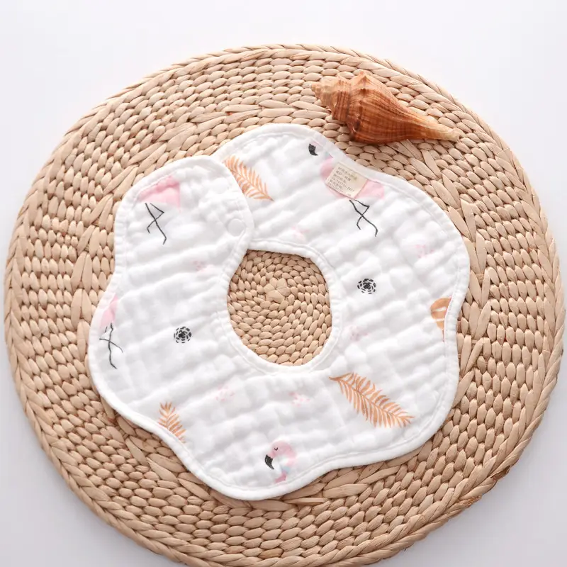 Pure Cotton Newborn Baby Bib with Floral Design - Image 11