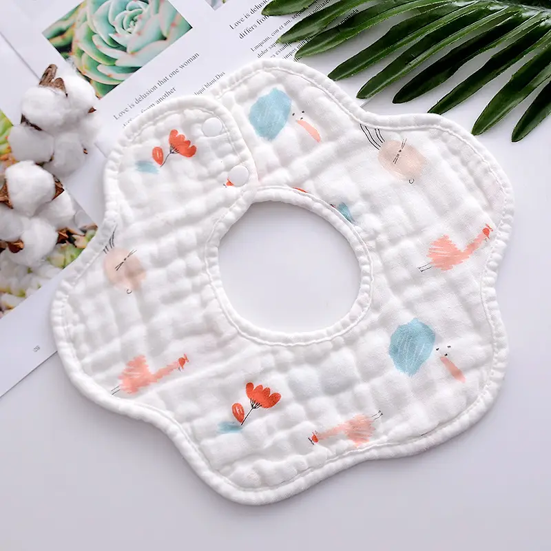 Pure Cotton Newborn Baby Bib with Floral Design - Image 13