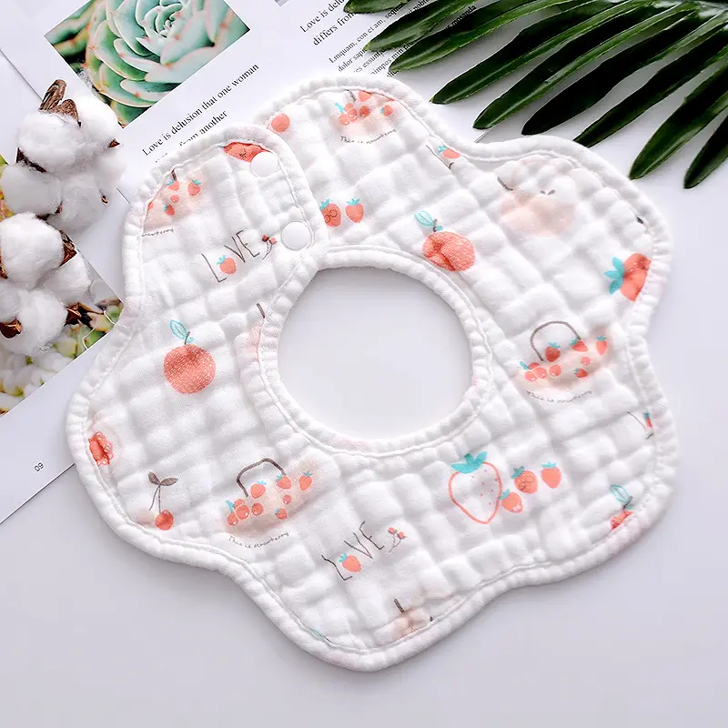 Pure Cotton Newborn Baby Bib with Floral Design - Image 16