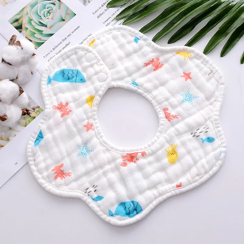 Pure Cotton Newborn Baby Bib with Floral Design - Image 18