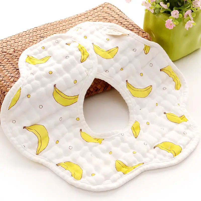 Pure Cotton Newborn Baby Bib with Floral Design - Image 2