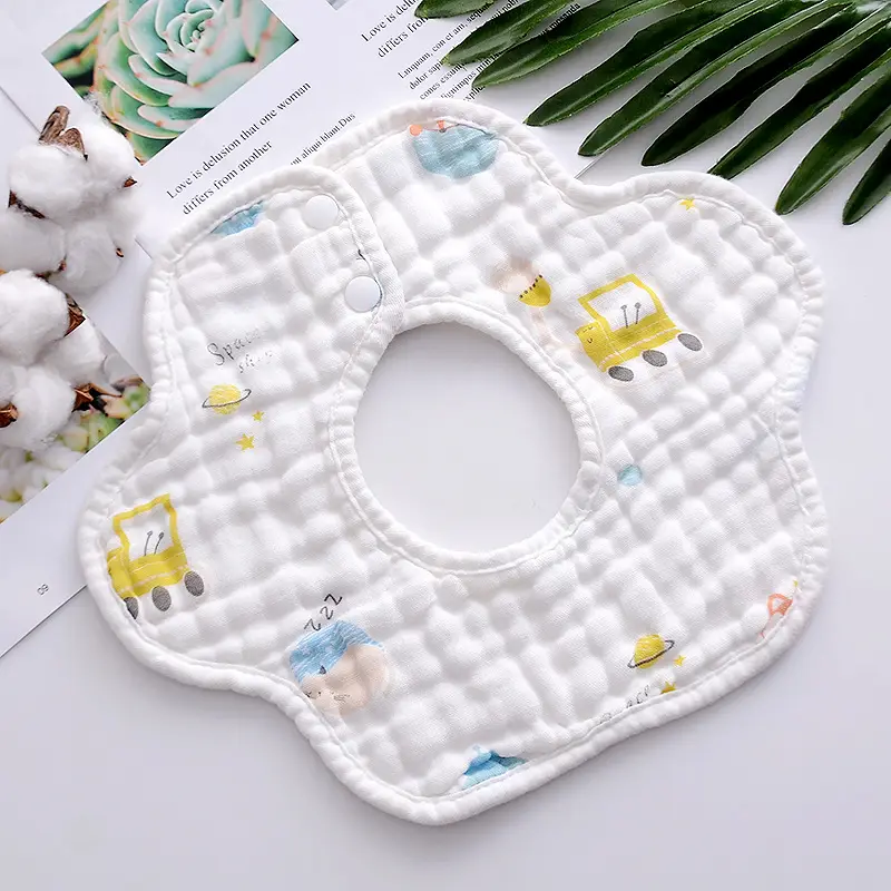 Pure Cotton Newborn Baby Bib with Floral Design - Image 22