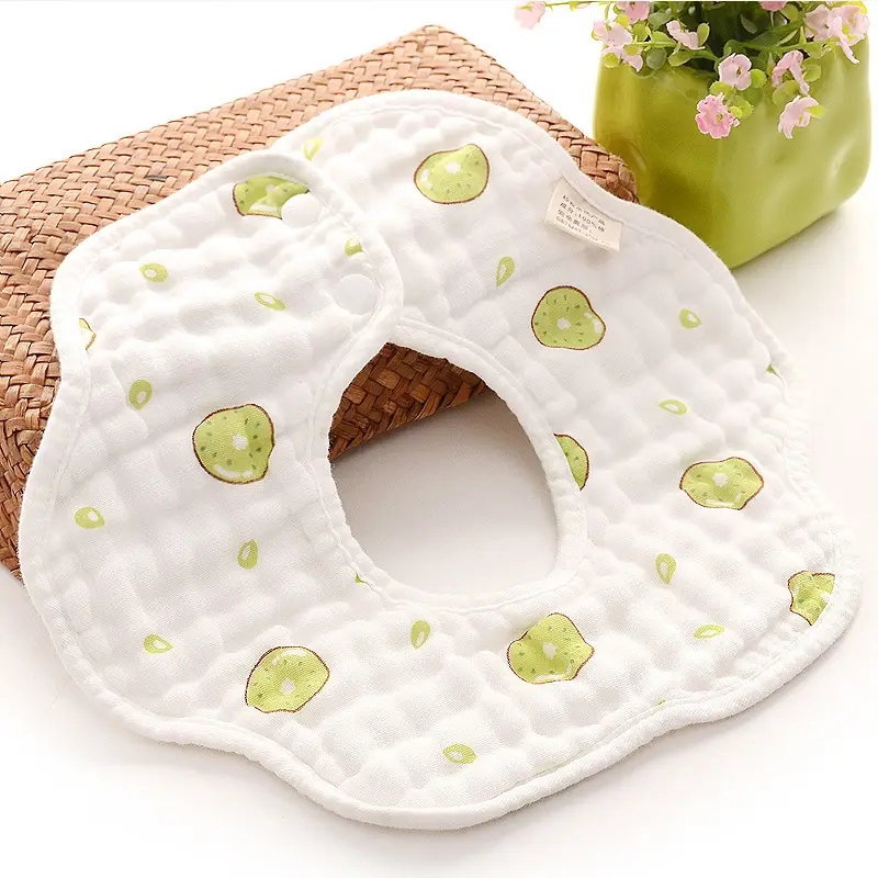 Pure Cotton Newborn Baby Bib with Floral Design - Image 3