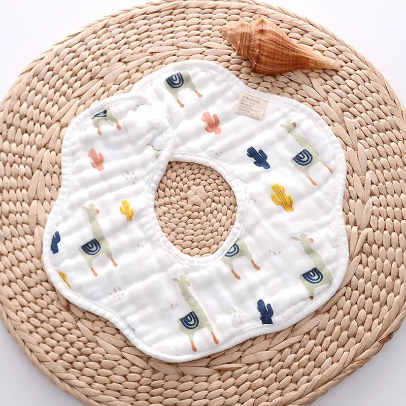 Pure Cotton Newborn Baby Bib with Floral Design - Image 4