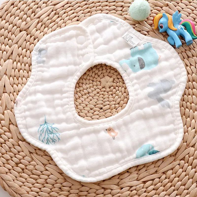 Pure Cotton Newborn Baby Bib with Floral Design - Image 6
