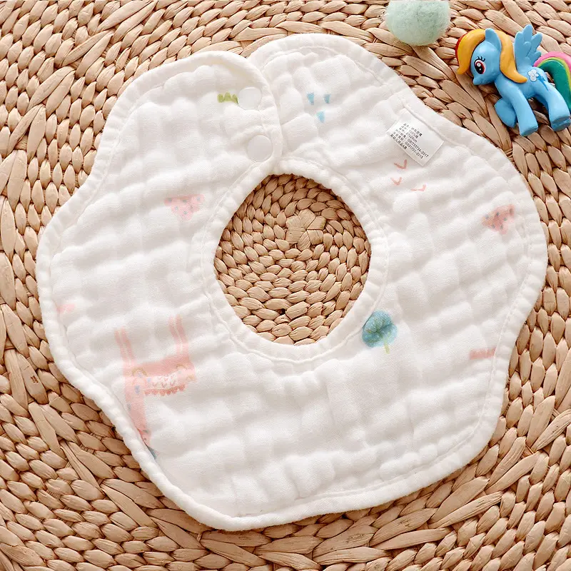 Pure Cotton Newborn Baby Bib with Floral Design - Image 7