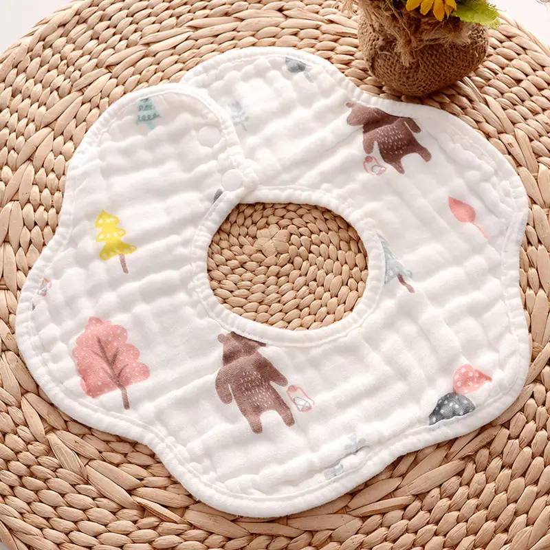 Pure Cotton Newborn Baby Bib with Floral Design - Image 8