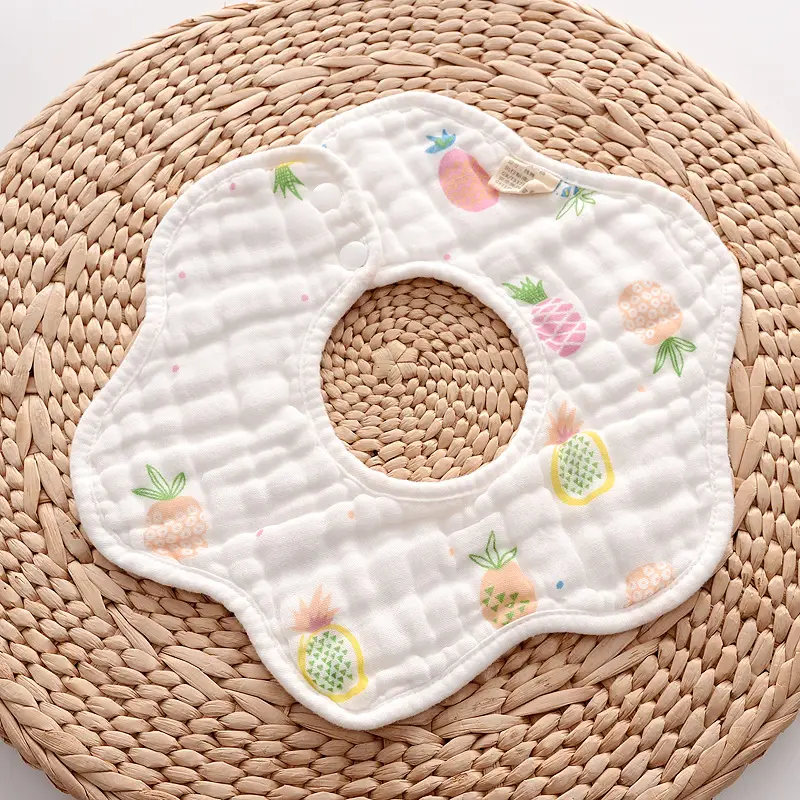Pure Cotton Newborn Baby Bib with Floral Design - Image 9