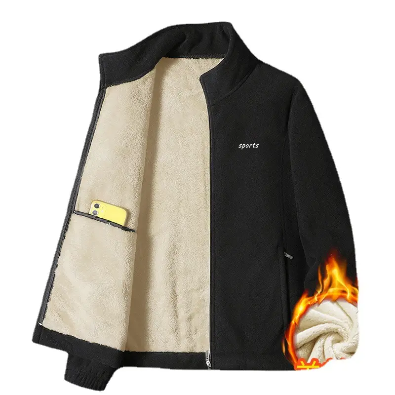 Men's Double-Sided Fleece Jacket Coral Fleece Sweatshirt - Image 13