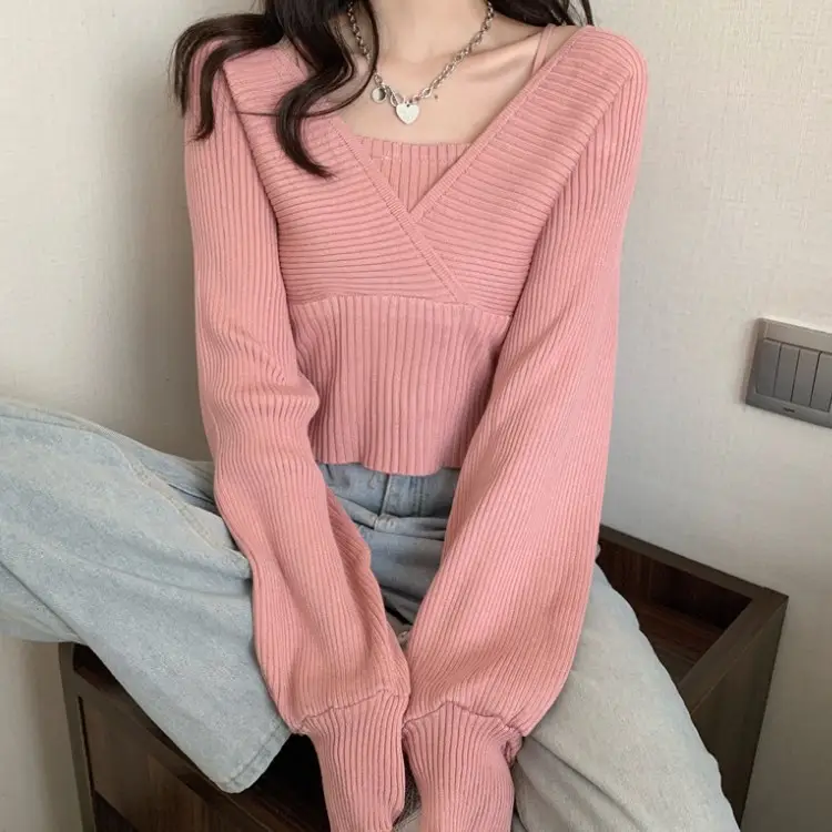 Black French Niche Waist Slimmer Knit Top for Women - Image 4