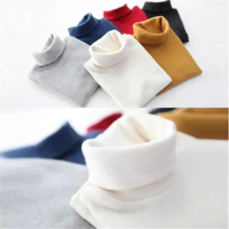 Girls Mid-High Collar Pure Cotton Top Grey - Image 17