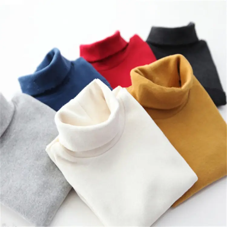 Girls Mid-High Collar Pure Cotton Top Grey - Image 18