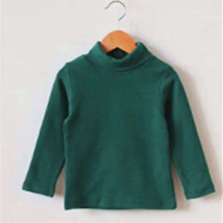 Girls Mid-High Collar Pure Cotton Top Grey - Image 9